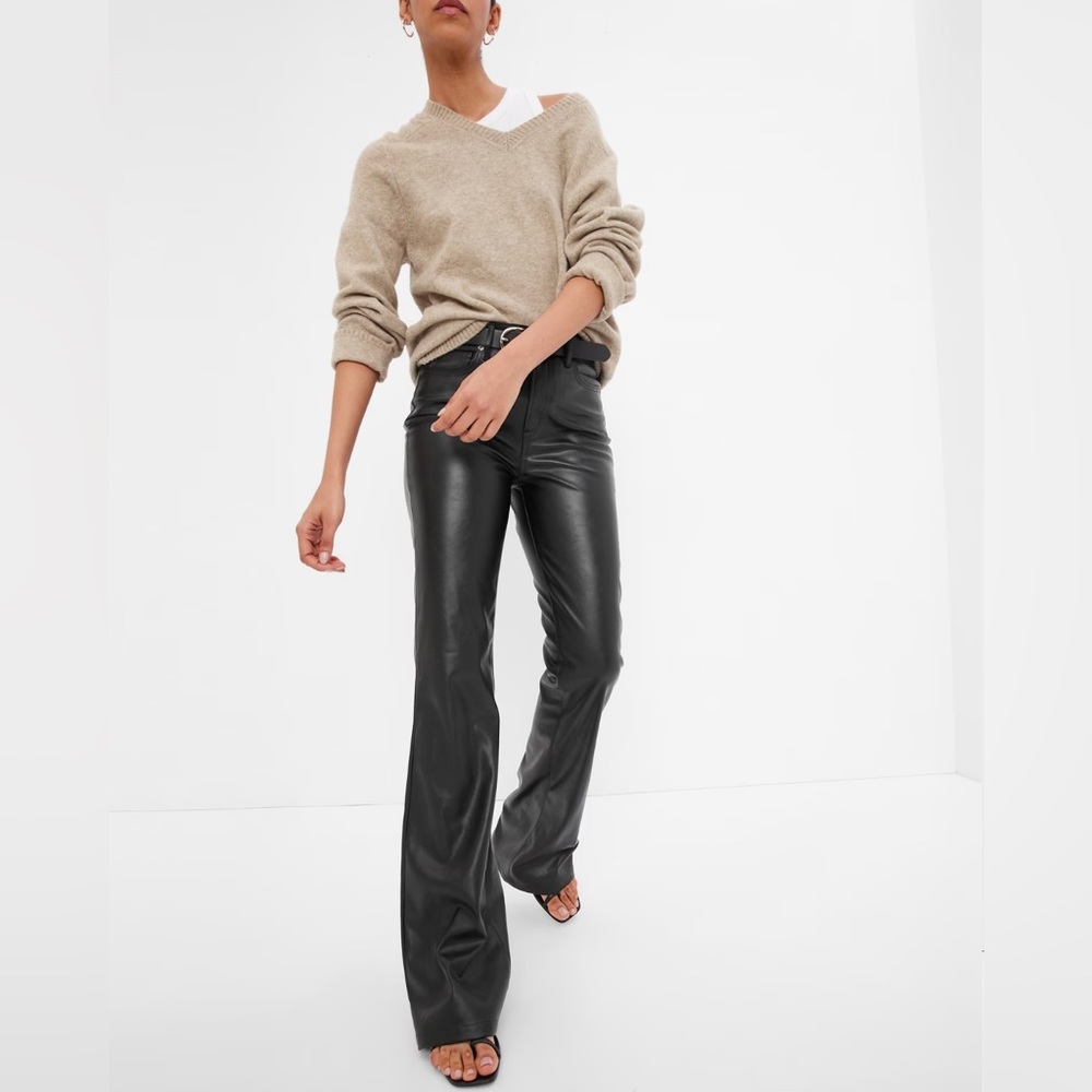 Gap High Rise Faux-Leather '70s Flare Pants. NWOT.